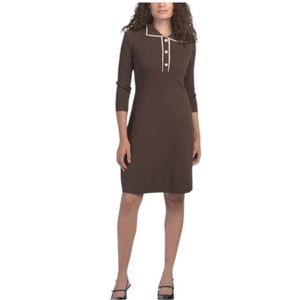 Nanette Lepore Brown Button-Front Dress